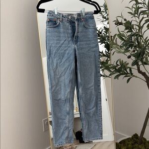 Mango Blue Straight Leg Jeans